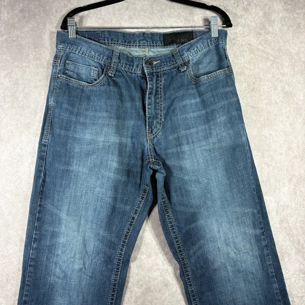 Axel Treadwell Jeans Mens Size 34X34 Blue Denim Dark Wash Relaxed Straight Leg